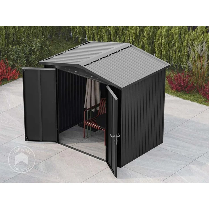 GFP Primeyard Gerätehaus Metall Gartenhaus 210x150x205 cm Geräteschuppen Satteldach anthrazit – Bild 3