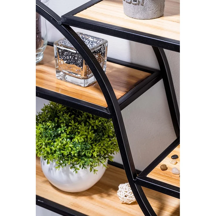 Coradoma Wandregal Schwarz Metall - Hängeregal für Deko Wohnzimmer Modern 56x14cm | Schweberegal Rund zur Dekoration Badezimmer Deko Schlafzimmer | Küchenregal Zimmer Deko Aesthetic Wanddeko – Bild 7
