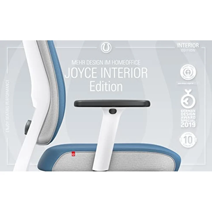 Interstuhl Joyce Interior Edition, ergonomischer Bürostuhl mit Synchromechanik, verstellbarer Rückenlehne und Lordose, Designer-Rollen, Blau | Weiß – Bild 4