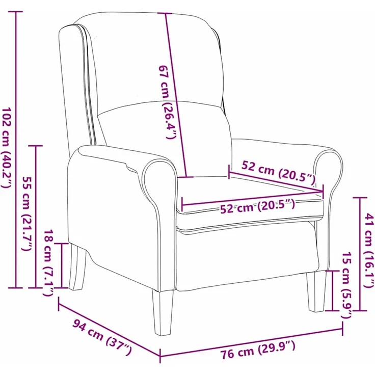 vidaXL Sessel Hellgrau 76 x 94 x 102 cm Stoff 42009840 – Bild 9