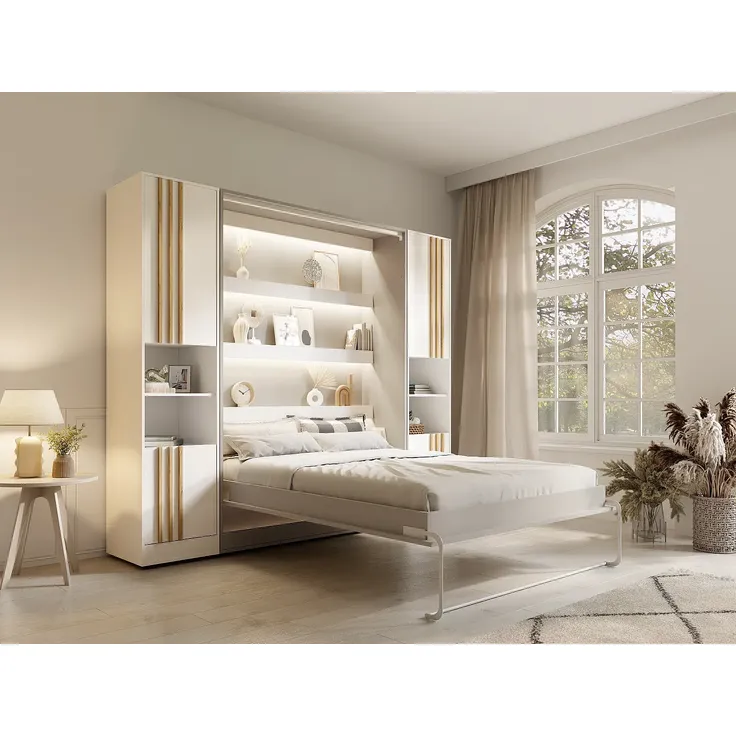 Vente-unique - RAPILI Bett Holz, Platte Beige - B 51,2 cm239,2 cm x H 225,2 cm x L 259 cm