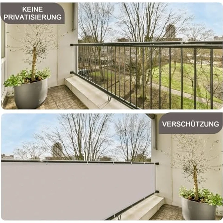 SUNNY GUARD Benutzerdefinierte Balkon Sichtschutz Wetterfest 120x400 cm Balkonverkleidung Balkonabdeckung Balkonumspannung UV-Schutz Windschutz mit Kabelbinder,Taupe – Bild 4