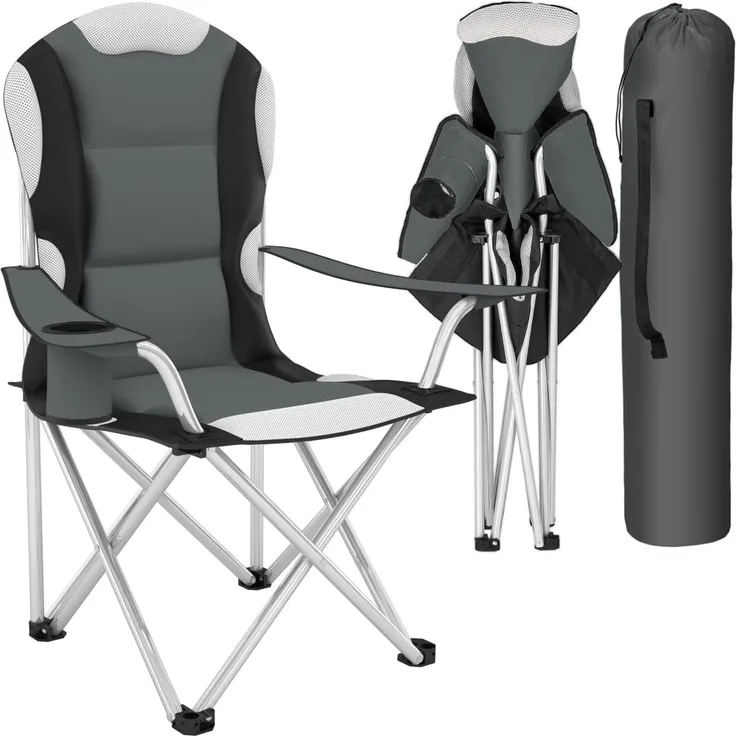 tectake Campingstuhl Klappstuhl mit Polsterung (Komplettset, 1 St), faltbar, gepolstert