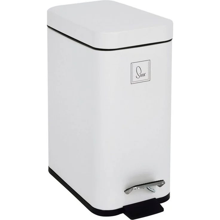 SVITA Mülleimer STM5 Edelstahl Treteimer 5L, mit Soft-Close, verschiedene Farben, Treteimer, Kosmetikeimer, Softclose, 5L, Stahl pulverbeschichtet Weiß – Bild 1