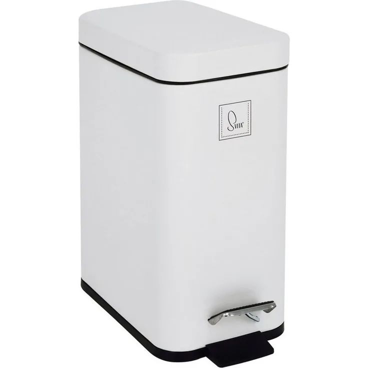 SVITA Mülleimer STM5 Edelstahl Treteimer 5L, mit Soft-Close, verschiedene Farben, Treteimer, Kosmetikeimer, Softclose, 5L, Stahl pulverbeschichtet Weiß