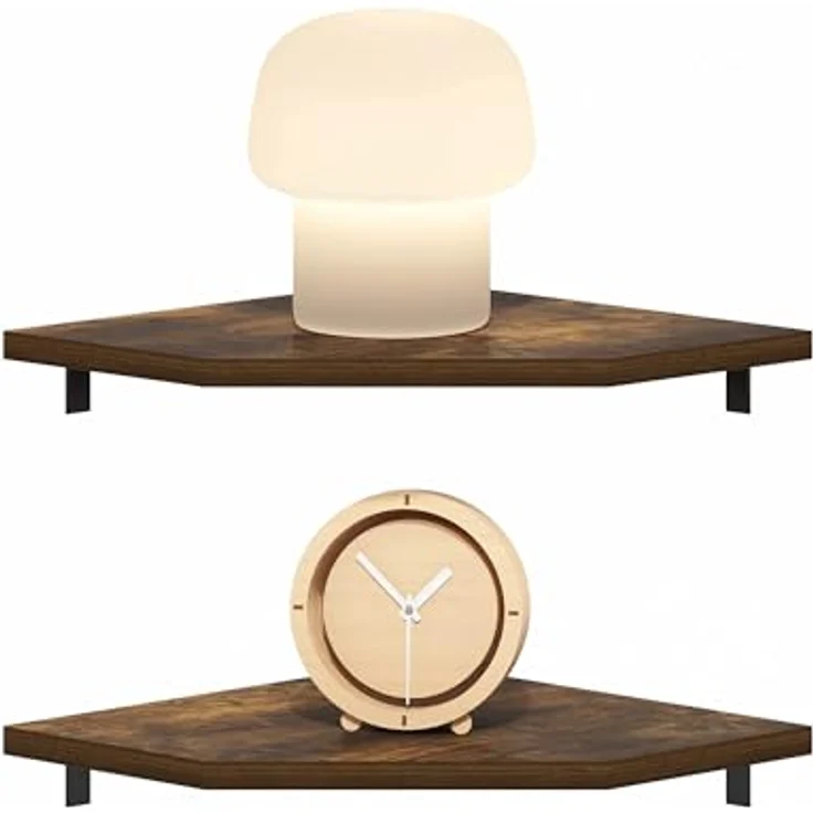 Furinno Rossi Sechseck-Schweberegale, Wandregal zur Präsentation, Bernsteinkiefer, 2er-Set – Bild 5