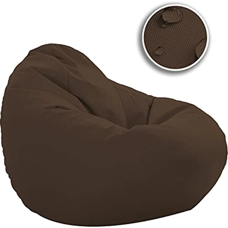 HomeIdeal - Sitzsack XXL Bodenkissen für Erwachsene & Kinder - Geeignet für Gaming oder Entspannen - Indoor wie Outdoor da er Wasserfest ist - mit EPS Perlen, Farbe:Braun, Größe:XXXL – Bild 5