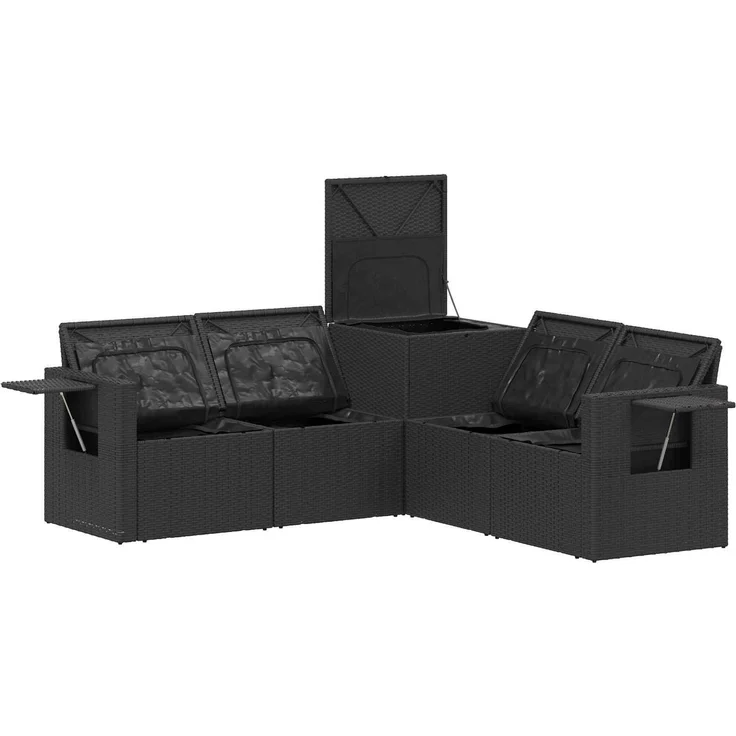 vidaXL Sofa Set 5 stk. Schwarz Polyrattan und Stahl 3447871 – Bild 6