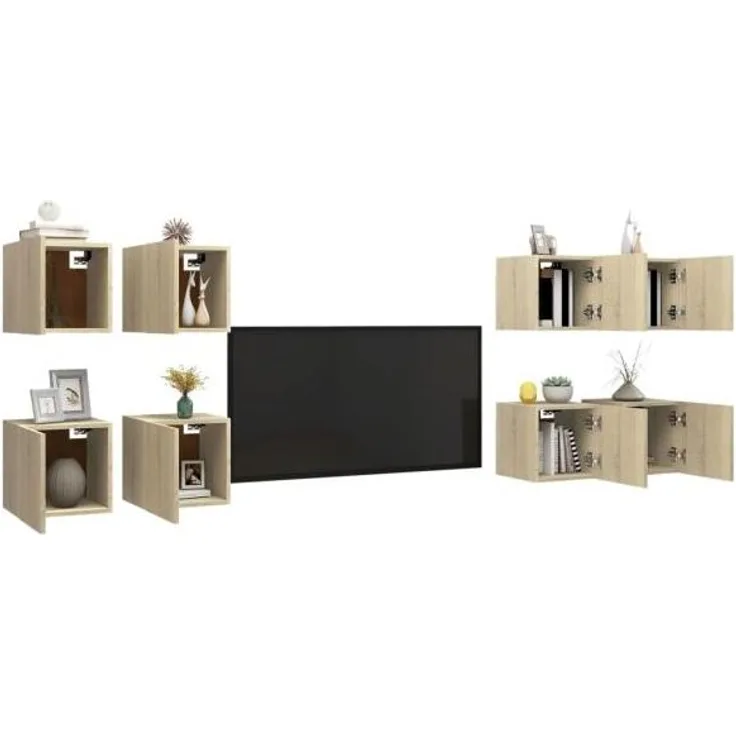 vidaXL TV-Wandschränke 8 Stk. Sonoma-Eiche 30,5x30x30 cm 3079054