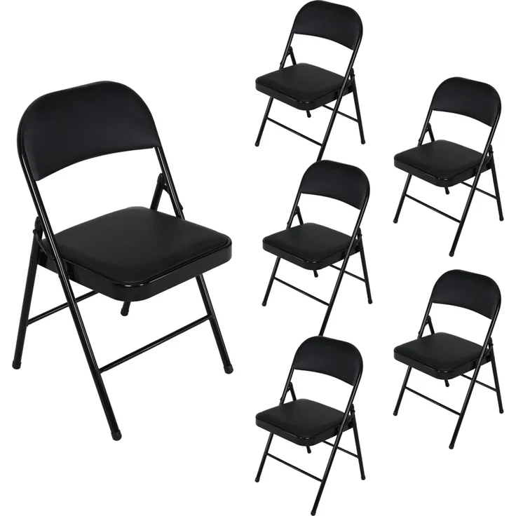 HTI-Living Wedigo Kunstleder Schwarz-Schwarz 6er-Set Klappstuhl – Bild 1