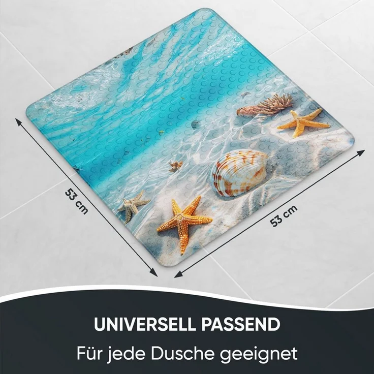 Sanilo Duschmatte mit Motiv, viele schöne Badematten zur Auswahl, rutschfeste & sichere Badematte, hochwertig, Kunststoff PVC, quadratisch, 230 extra starke Saugnäpfe, 53 x 53 cm, waschbar – Bild 3