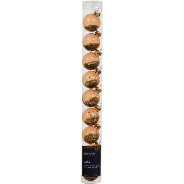 Kaemingk Weihnachtsbaumkugel, Weihnachtskugeln Glas 3cm mit Sternfüllung 9 Stk Brandy transparent