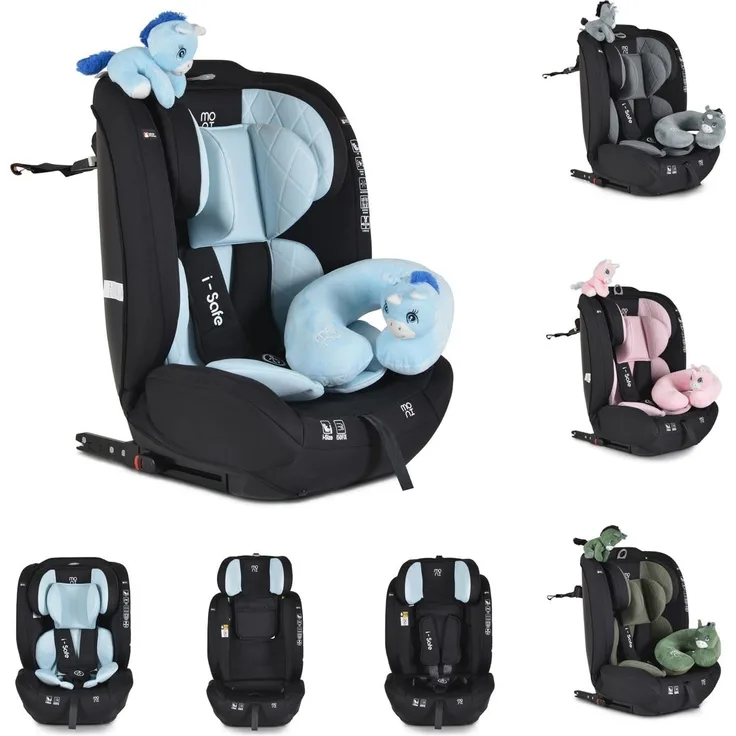 Moni Kindersitz i-Size i-Safe (76-150cm) Isofix, Top Tether, 13-fach verstellbar blau