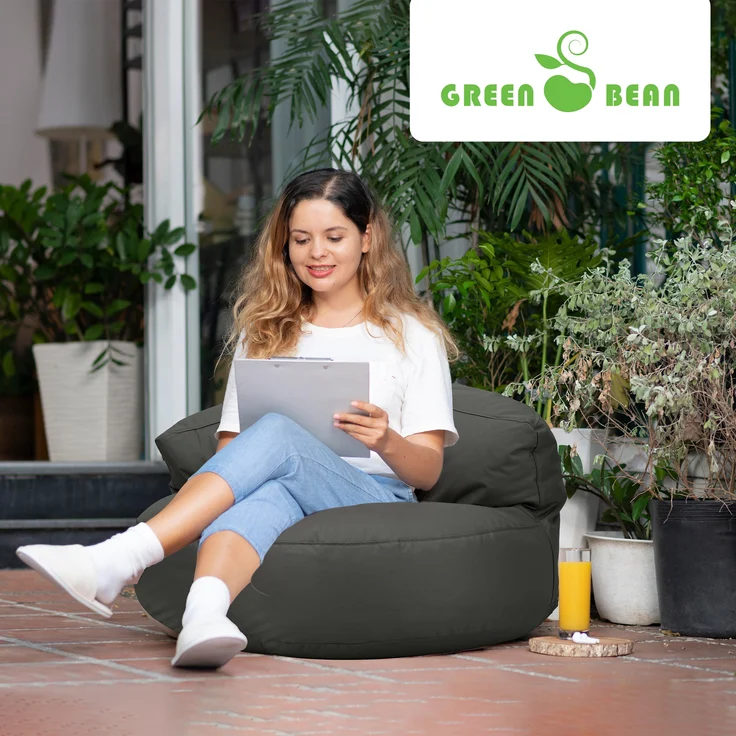 Green Bean® Sitzsack Sofa mit Füllmaterial - Lounge im Sitzsack-Design 90x50cm mit ergonomischer Rückenlehne & waschbarem Bezug - Indoor und Outdoor geeignet in Anthrazit – Bild 7