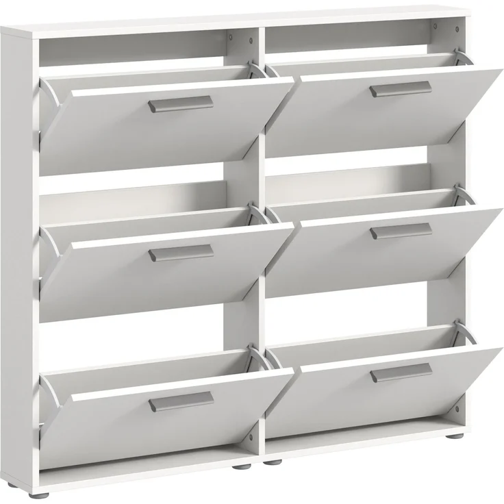 Carryhome 'SAM' Schuhkipper 6 Klappen, Holznachbildung Weiß, 116 x 103 x 17 cm, Platz für 18 Paar Schuhe – Bild 7