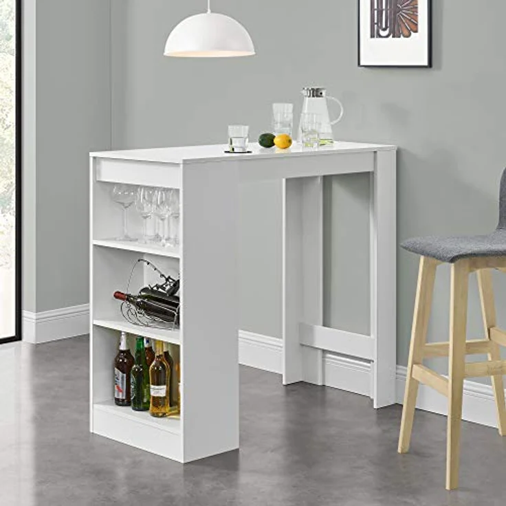 Bartisch Kouvola mit 3 Fächern 110x50x103 cm Weiß [en. casa] – Bild 3