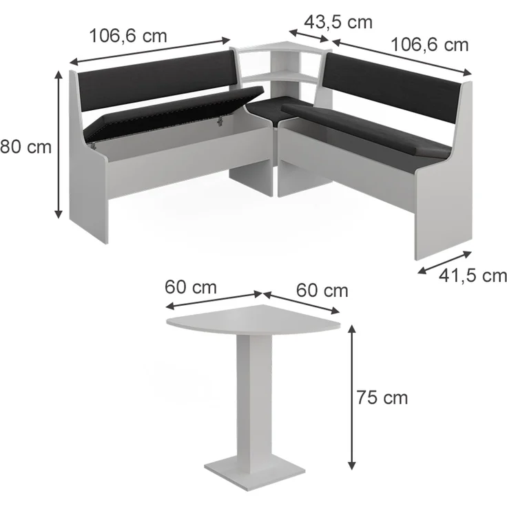 Vicco 'Roman' Eckbankgruppe mit Tisch, Weiß, 150 x 150 cm – Bild 2