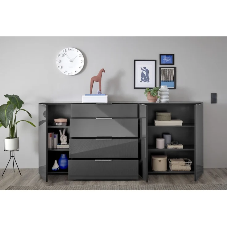 Kommode >Sean< in Anthrazit, - 226x99x40 cm ( BxHxT) – Bild 8