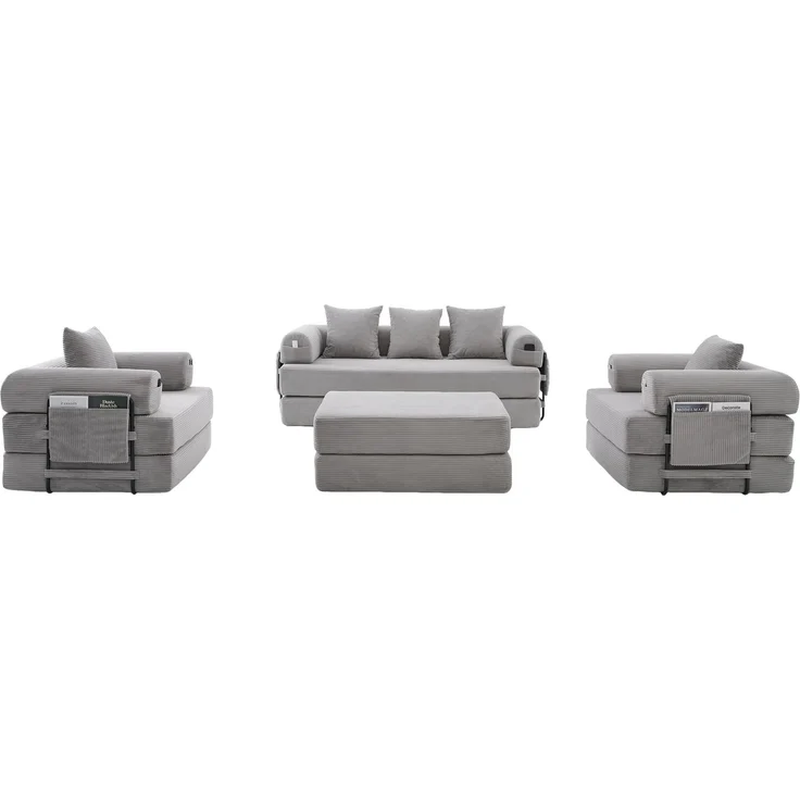 ZUBALIYA Ecksofa 94x67 cm, mit Ablageflächen, mit Cordbezug, mit breiten Armlehnen, modular aufgebaut, mit Schaumstoffpolsterung – Bild 19