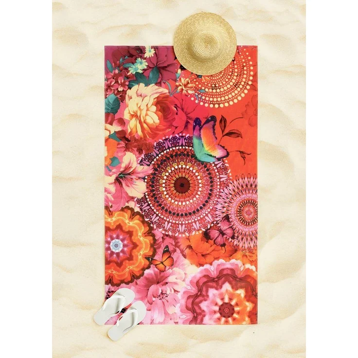 hip Family Strandtuch Liegetuch 100x180 Ziva Mandala Blüten rosa bunt 30358 – Bild 5