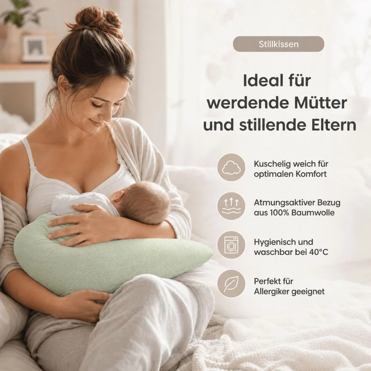 Theraline Musselinmond Stillkissen 140 x 27 cm TOP – Bild 2