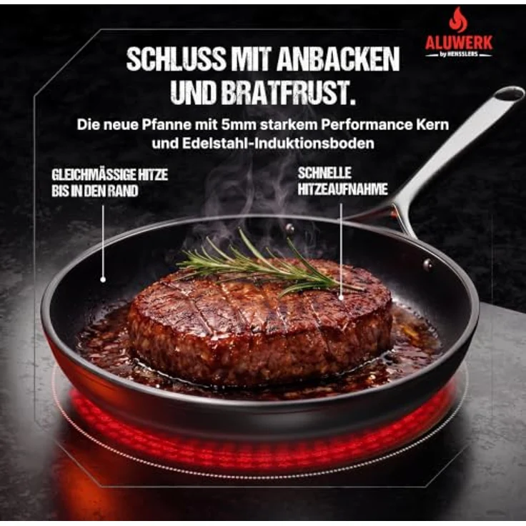 ALUWERK Bratpfanne Induktion 28cm, titanverstärkte Keramik mit natürlich hohem Antihaftverhalten und Cold-Handle aus Edelstahl – Bild 2