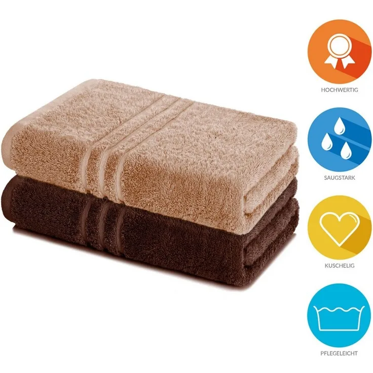 Lavea Badetuch Elena 2er Set Badetücher 100x150 cm, Duschtuch, 500 g/m² Frottier, weich & saugstark, pflegeleicht