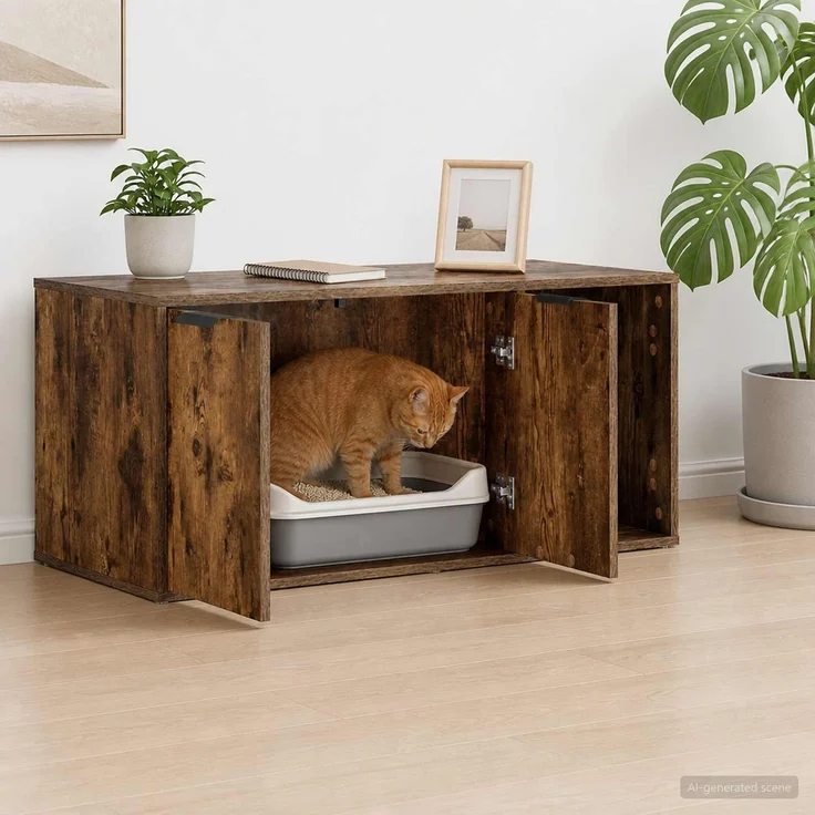 vidaXL Katzenkiste Möbel Räuchereiche 100 x 49 x 45 cm Holzwerkstoff 8014755 – Bild 4