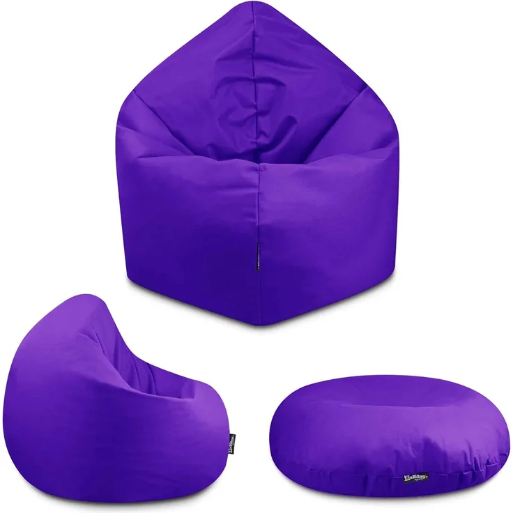 BuBiBag - 2in1 Sitzsack Bodenkissen - Outdoor Sitzsäcke Indoor Beanbag, Lila, Ø 125,0 cm
