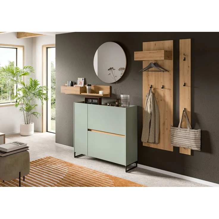 Garderobenkombination B/H/T: 197x236x32 cm in Salbei Nachbildung und Artisan Oak Nachbildung – Bild 5
