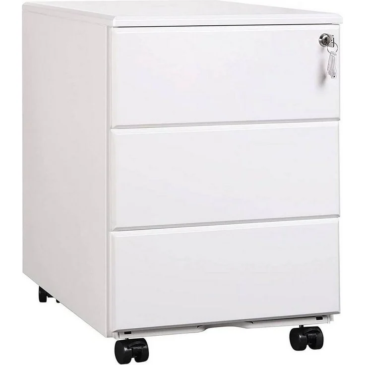Woltu Rollcontainer, Metall Mobiler Aktenschrank Büroschrank mit 3 Schubladen – Bild 5