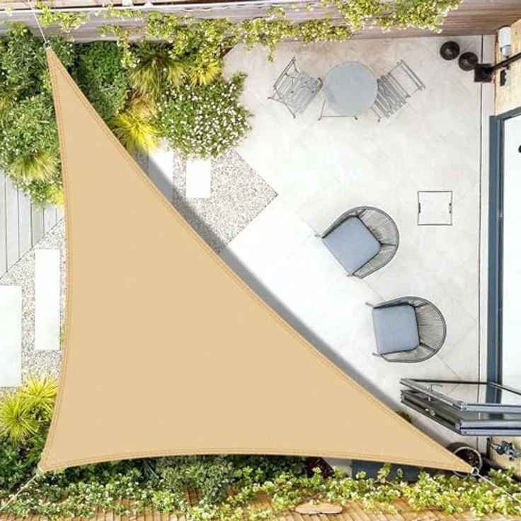 AXT SHADE Sonnensegel Wasserdicht Dreieck Rechtwinklig 5 x 5 x 7 m Wetterschutz Sonnenschutz PES Polyester mit UV Schutz für Terrasse Balkon Garten-Sand(Wir Machen Sondergrößen) – Bild 2
