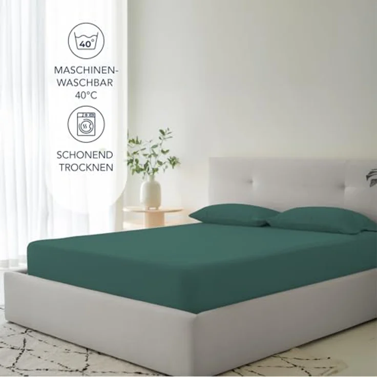 Dreamzie Spannbettlaken 90x200 cm - 35 cm Tiefe Tasche - 100% Mikrofaser Bettlaken - Petrolgrün, Schadstoffgeprüft(Oeko TEX), Bettlaken mit Gummizug – Bild 6