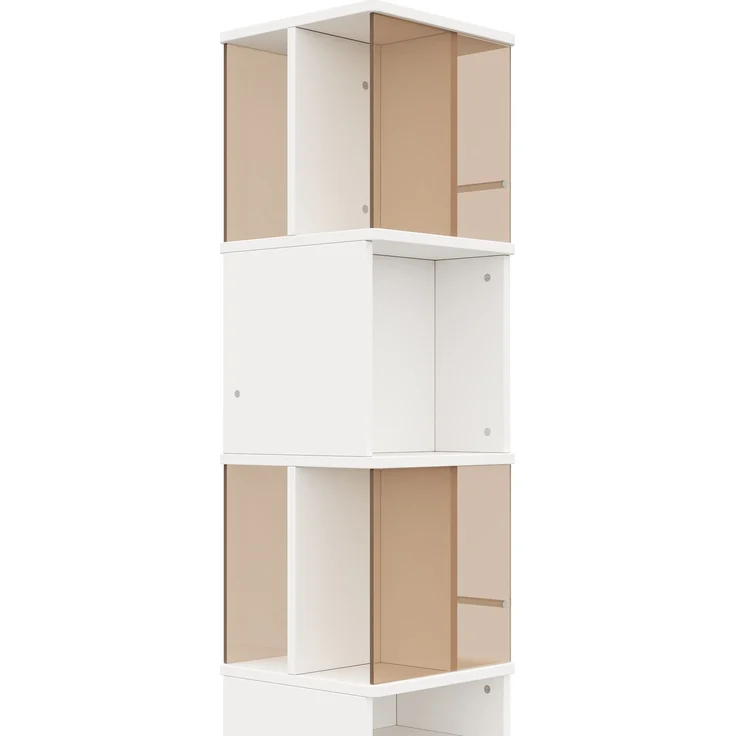 Drehbare Vitrine 50 x 50 x 160 cm aus MDF und braun getöntem Sicherheitsglas mit LED – Bild 10