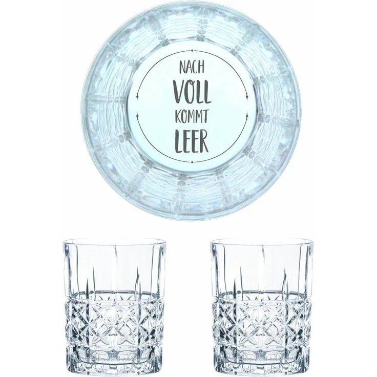 Nachtmann Whiskyglas Gravur Nach Voll Kommt Leer, Whiskeygläser Set, Gravur, Geschenk, Kristallglas, 345 ml, 2er Set