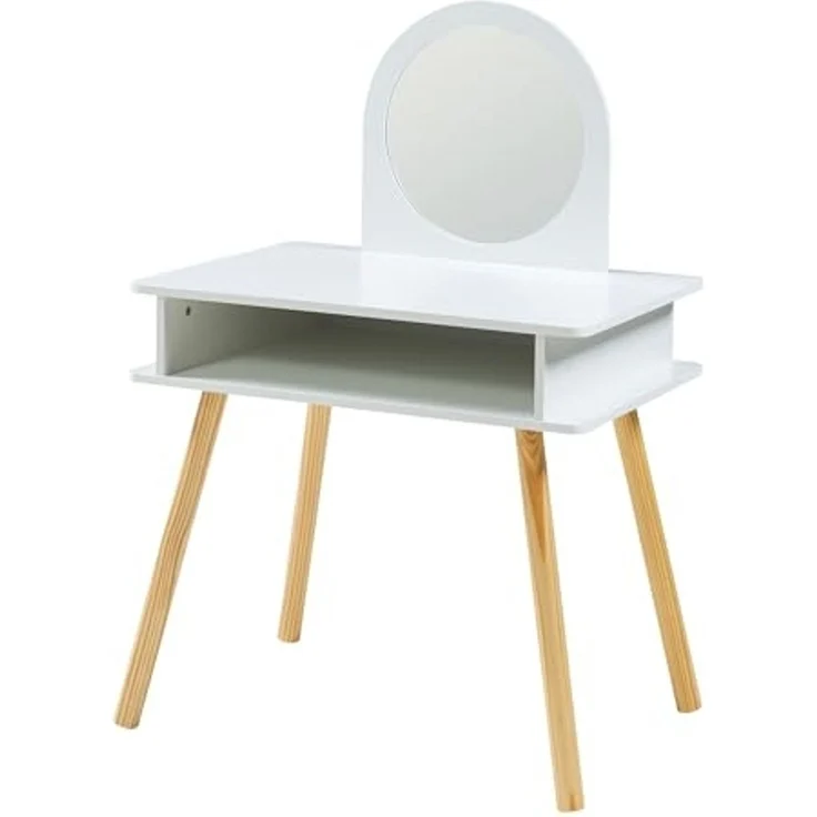 [en. casa] 'Ovanåker' Kinderschminktisch mit Hocker, Holz weiß / natur, 62 x 91,5 x 43,5 cm – Bild 5