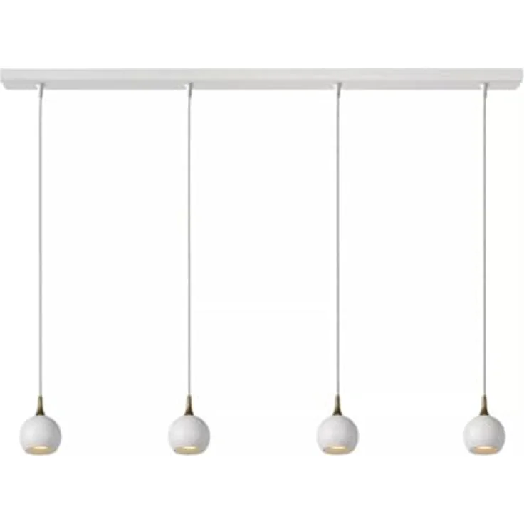 Licht-Erlebnisse Pendelleuchte Esstisch 4-flammig, Weiß-Messing, Metall, 100 cm, Höhenverstellbar, Minimalistisch, für GU10 Leuchtmittel