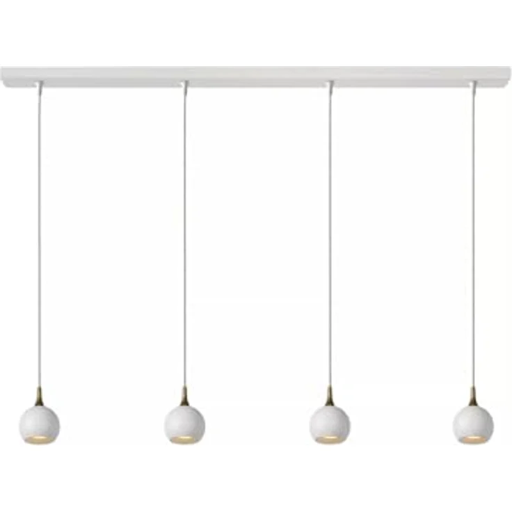 Licht-Erlebnisse Pendelleuchte Esstisch 4-flammig, Weiß-Messing, Metall, 100 cm, Höhenverstellbar, Minimalistisch, für GU10 Leuchtmittel – Bild 1