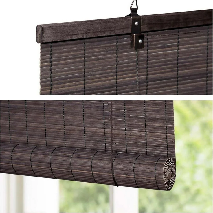 Rollo Bambusrollo Klemmfix, 60 x 130 cm, dunkelbraun, Victoria M, verdunkelnd, ohne Bohren, freihängend, Klemmfix, Klemmfix, Bambus – Bild 2