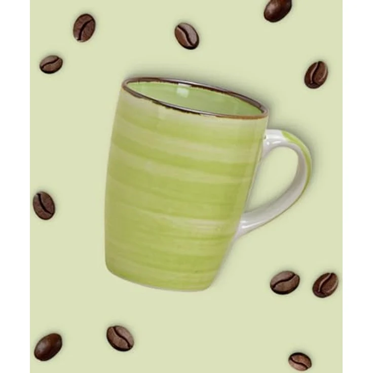 matches21 HOME & HOBBY Tasse Kaffeebecher 6er Set einfarbig modern Vintage - wie bemalt, 6-tlg, Keramik, Tee Kaffee-Becher, blau violett gelb rot orange grün, 340 ml – Bild 5