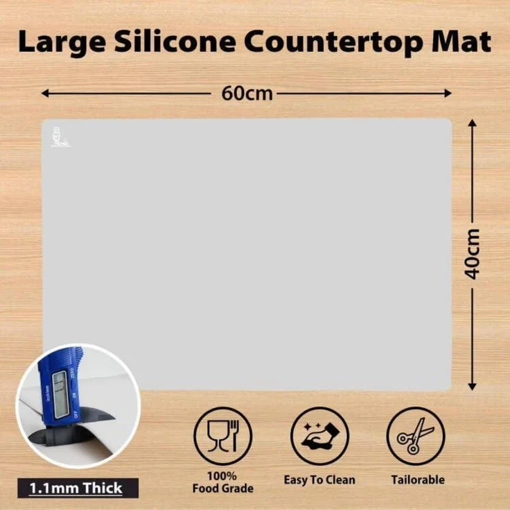 Große Silikon Backmatte 60x40 cm Antihaft BPA Frei für Fondant Pizza Matte – Bild 2