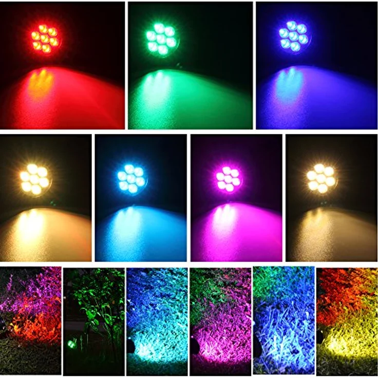T-SUN 7 LED Solarstrahler, 2-in-1 Solarleuchten mit 320 Lumen, IP55 wasserdicht, 7 Farbwechsel, 3M Kabel, automatische Dämmerungserkennung – Bild 5