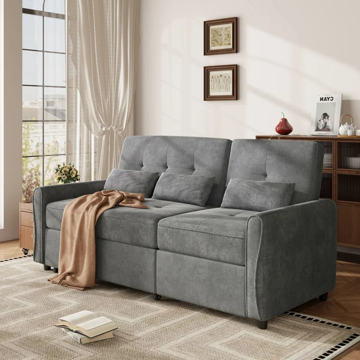 3-Sitzer Schlafsofa, B 176 x T 148 x H 83 cm, Chenille, mit ausziehbarer Liegefläche – Bild 2