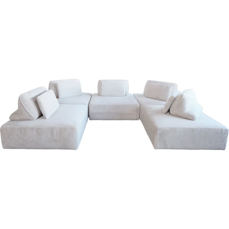 KAWOLA Modulsofa WIOLO SOFT 5 Module 5 Rückenkissen Cord hellgrau 84 x 222 x 333 cm – Bild 3
