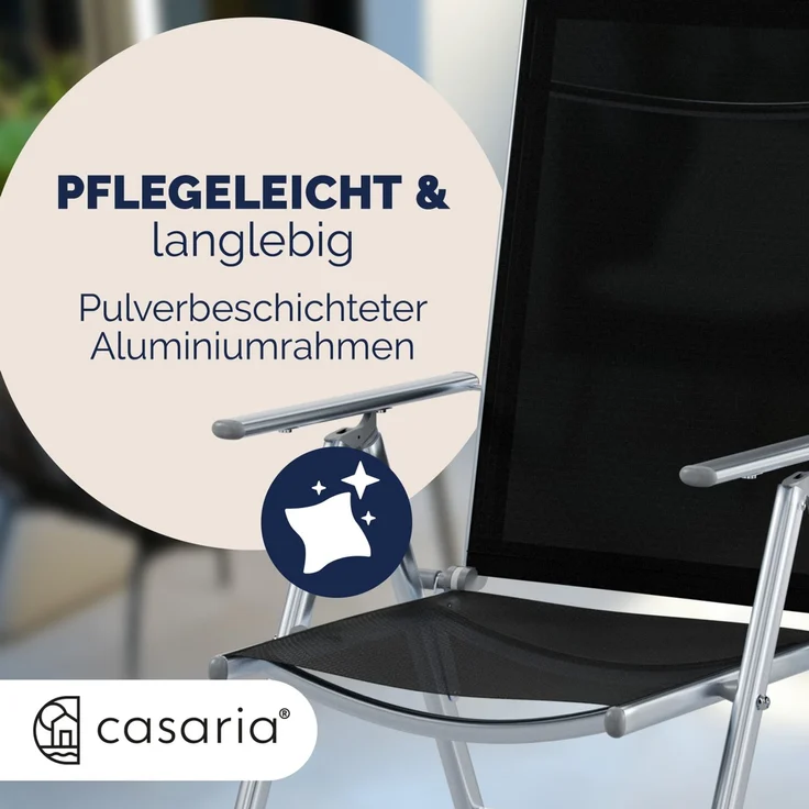 CASARIA® Aluminium Gartenstuhl Bern Klappbar Silber 6er Set – Bild 5
