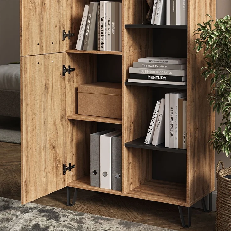 Garderobe Amber Eiche Wotan 80 x 172 cm mit 5 offenen Fächern Vicco – Bild 4