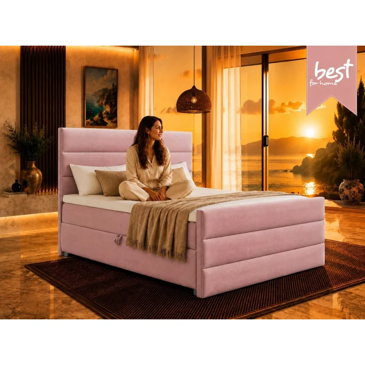 Best for Home Boxspringbett Trinity K-1 LUX – Modern Boxspringbett mit Stauraum & Komfort (Boxspringbett-Set, 1-St, Komplettes Boxspringbett-Set inklusive Matratze und Topper), Ergonomischer Schlafkomfort, großer Stauraum – Bild 3