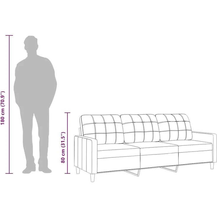 vidaXL 3-Sitzer-Sofa Braun 210 cm Stoff 4007417 – Bild 8