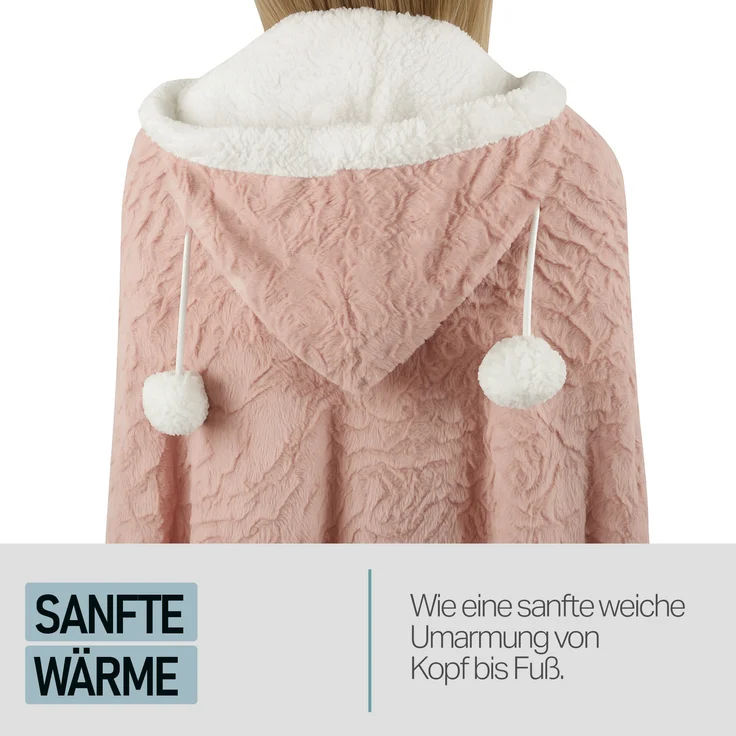 Bestlivings Kuscheldecke mit Kapuze 130 x 180 cm in Rose für Kinder und Erwachsene, TV-Decke, Sherpa Decke in Felloptik – Bild 5