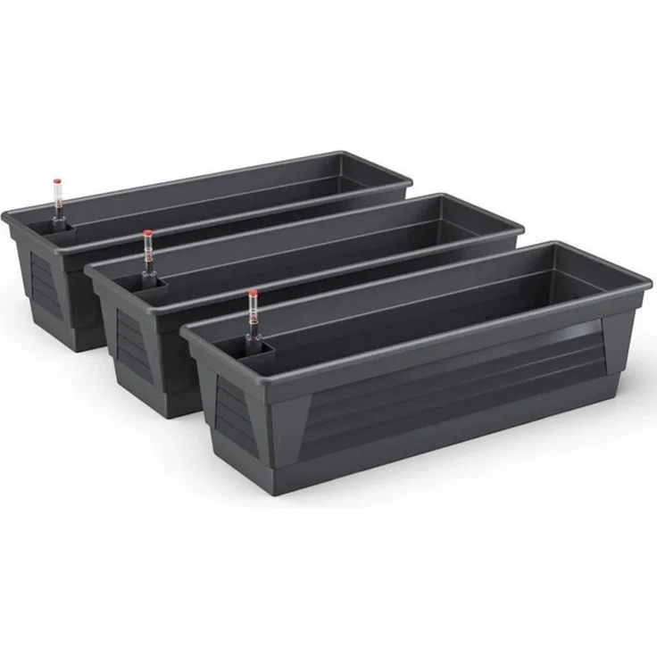 Plastard Blumenkasten, 3er-Set Pflanzkasten mit Hydroeinsatz & Wasserstandsanzeiger (3er-set, 3er-Set mit Hydroeinsatz & Wasserstandsanzeiger 60 cm, 80 cm 100 cm), Witterungs- und UV-Beständigkeit – Bild 4